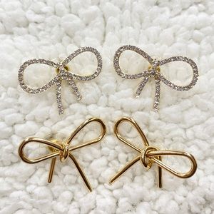 Gold Bow Tie Earring Set